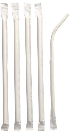 Lot de 1000 pailles flexibles en papier pur Ø 6 mm – 20 cm Blanc