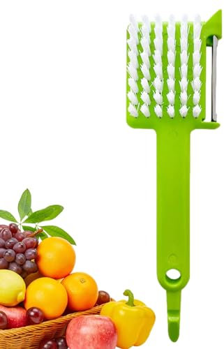 JINGAN Pelapatate per verdure 5 in 1 con pennello, pelapatate per verdure per cucina - Affettatrice per alimenti 5 in 1 | La grattugia per formaggio in acciaio inox riduce l'affaticamento delle mani