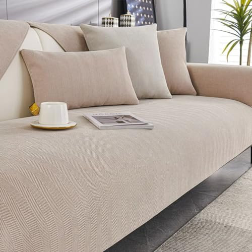 Bettschlange Sofabezug Ecksofa L-Form 1/2/3/4sitzer, Sofaschutz Sofaschoner, Sofaschutzdecken rutschfest, Pets Dog Couch Überzug Sofa Überwurf(Milchtee,70x70cm)
