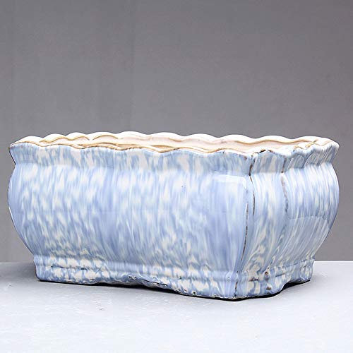 Pot de fleur carré avec plateau en plastique, conteneur de style rural chinois, vase de décoration de parc, facile à assortir, pot carré en céramique, pot de fleurs en série de style chinois ancien e
