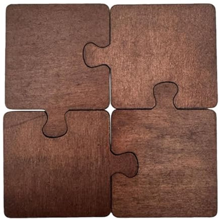 Gralara 4 sous-verres en bois, Puzzle en bois, tasse à thé, sous-verres à boissons, puzzles réutilisables pour la cuisine