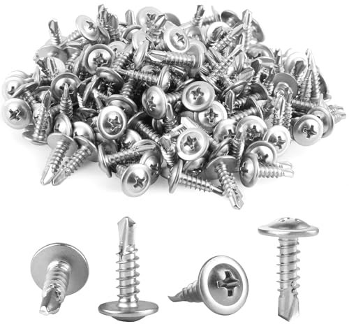 150 pièces Acier Inoxydable Vis Autoforeuse Metal, M4.2x16mm Vis Autoforeuse Inox, Cruciformes Vis Autoperforante, Argentées Vis Autoperceuse pour Metal
