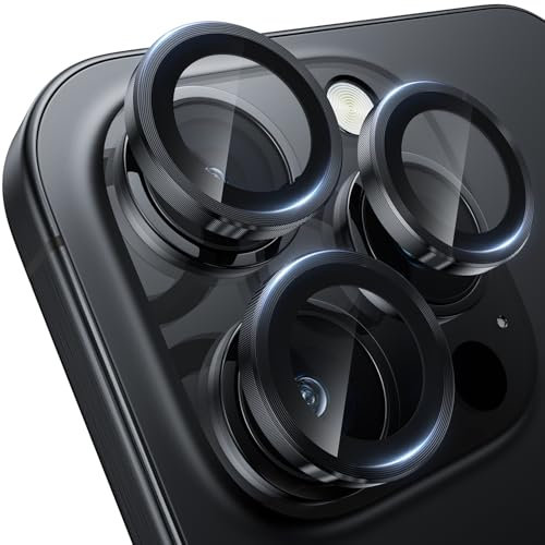 WSKEN Per protezione fotocamera da iPhone 16 Pro Max /16 Pro, durezza 9H, antigraffio, senza bolle, fotocamera HD temprata, vetro metallico, protezione schermo in vetro temperato