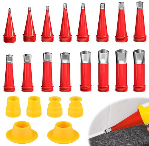 22 Pezzi Un Set di Ugelli in Acciaio Inossidabile Monopezzo, Calafataggio in Acciaio Inox Riutilizzabili, Punte per Beccuccio per Silicone, Punte per Cartucce di Varie Dimensioni