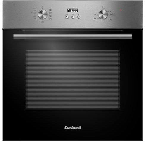 Corberó - Horno Capacidad 70L CCHMD807XG | Cristal Negro Panel Inox, Multifunción, Display Digital, 8 Prog., Guías Extraíbles, Luz Interior, Puerta Doble Cristal, 3000W Potencia, E. Energética A