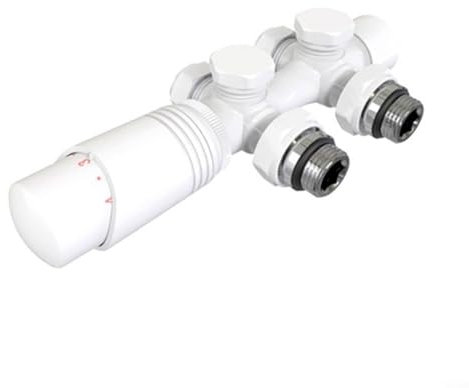 Puupaa Vannes de radiateur, vanne de radiateur thermostatique pour radiateurs de salle de bain, raccords de vanne de connexion centrale, accessoires de chauffage (blanc)