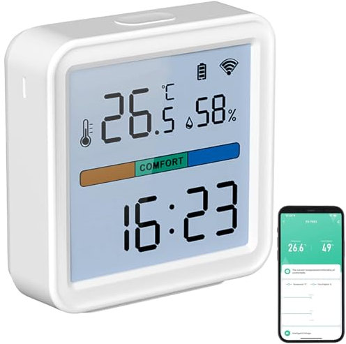 Luminea Home Control WiFi Thermometer: WLAN-Temperatur-und Luftfeuchtigkeitssensor, Datenlogger für 12 Monate (Thermometer Elesion, WLAN Alexa, Luftbefeuchter)