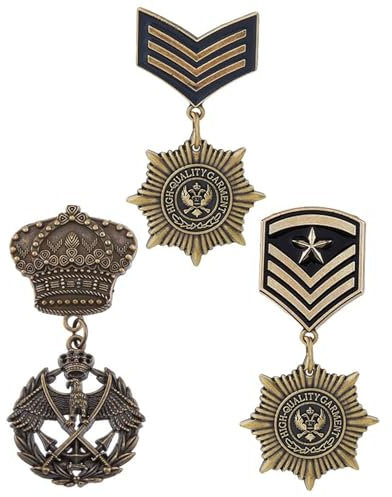TPZORJX orden abzeichen,3 Stück 3 Stil abzeichen Legierung Stern Adler Medaille Brosche Krone Kreuz Revers Pin Abzeichen Hüte Schal Anzug Brosche Vintage Revers Clip Für Kostüm Dekoration