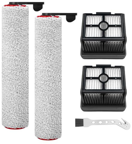 Accessoires pour Dreame H12 Pro / H12 Dual Pièces de Rechange pour aspirateur Eau et poussière, 2 rouleaux de brosse + 2 filtres HEPA + 1 brosse de nettoyage