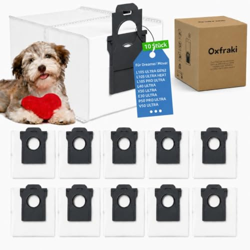 10 Staubbeutel für Mova P50 Pro Ultra, E30 Ultra, V50 Ultra & Dreame L10s Ultra Gen 2/Gen 3, L40 Ultra, X40 Ultra, X50 Ultra, 3,2L Ersatzbeutel mit 4-Lagen Filter, Staubsauger Ersatzbeutel Zubehör