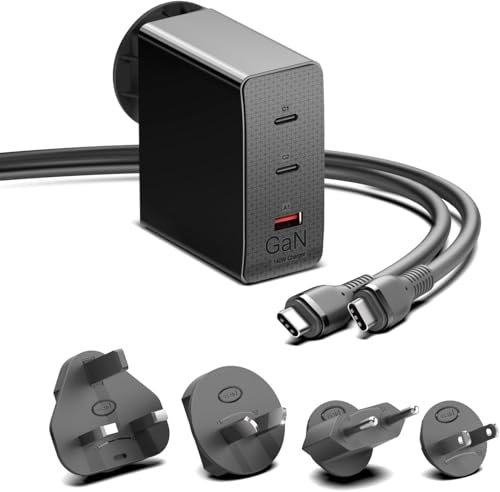 Pluggable 140W USB C Charger, PD3.1 GaN Compact Wall Charger 100W Fast Charging Station for MacBook Pro/Air Dell Lenovo HP Samsung Asus Rog Strix Laptop Adapter IPAD IPHONE Smartwatch Power Supply
