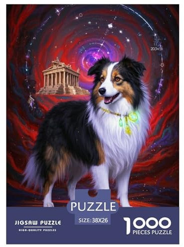 Der Border Collie Puzzle 1000 Teile Schwer Lernspiel Impossible Herausforderungsspielzeug Für Erwachsene Kinder 38x26cm