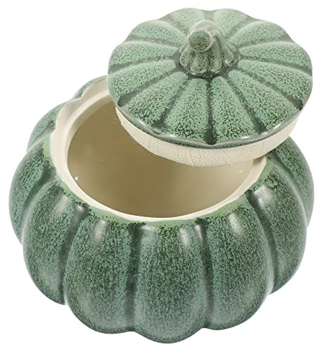 Amosfun Ciotola in ceramica a forma di zucca con coperchio, lattina al vapore per zuppe, budini, snack, design carino color caramella, per feste e festival in casa