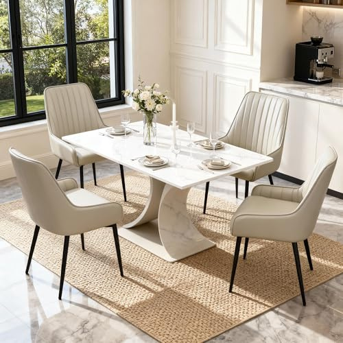 BonVache Dining Chairs Set of 4, Kitchen Chair with Metal Legs, Upholstered High Back Chairs for Living Room Dining Room Bedroom
