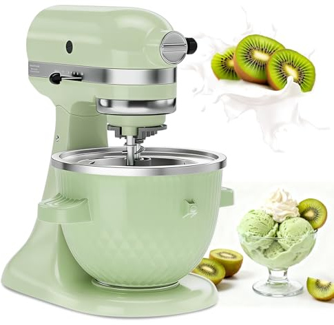 Accesorio para máquina de helado para batidora de pie KitchenAid, cuenco de helado apto para batidora de pie KitchenAid de 4.5 cuartos, 5 cuartos de galón, máquina de gelatina de sorbete de 2 cuartos