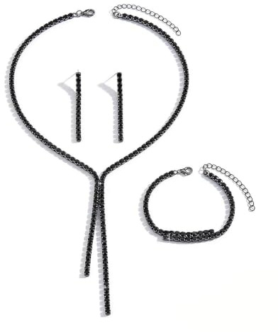 XFSRG Parure Gioielli per Donna con Strass Bracciale Collane e Orecchini Set Gioielli da Sposa Ballo Formali per Donne e Spose