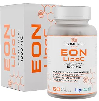 EON LipoC – Liposomales Vitamin C, 60 vegane Kapseln | Liposomal formuliertes Vitamin C mit LipoAvail® Technologie, 60 vegane Kapseln in einer hochwertigen Glasflasche.