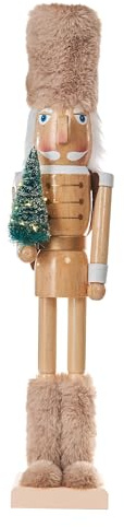 Pre-Lit Wooden Nutcracker – 50 cm Christmas Decoration with Tree and Warm White LEDs