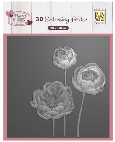 Nellie's Choice 3D Prägeschablonen Blumen - 15 x 15 cm - Bastelbedarf für Grüßkarten - Bastelzubehör für DIY, Karten Basteln, Journaling und Scrapbooking