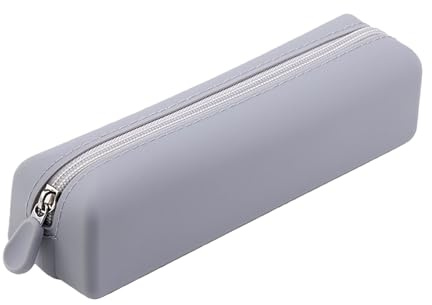 QEBSJSKL Makeup Brush Holder Silicone Travel Cosmetic Bag, Grey | Washable silicone material, pencil case design for girls & men, travel toiletry storage organizer, cosmetic brushes holder