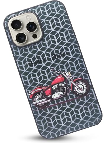 Case for iPhone 16 Pro Max, Shockproof, Red MotorBike Theme, Finish, Precise Fit