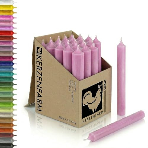 25 Stabkerzen 180mm x 22mm | Durchgefärbte Spitzkerzen | 8+ Stunden Brenndauer | Made in Germany - Ohne Tropfen & Rußen | RAL-Zertifizierte Tafelkerzen unparfümiert (Pastell Rosa)
