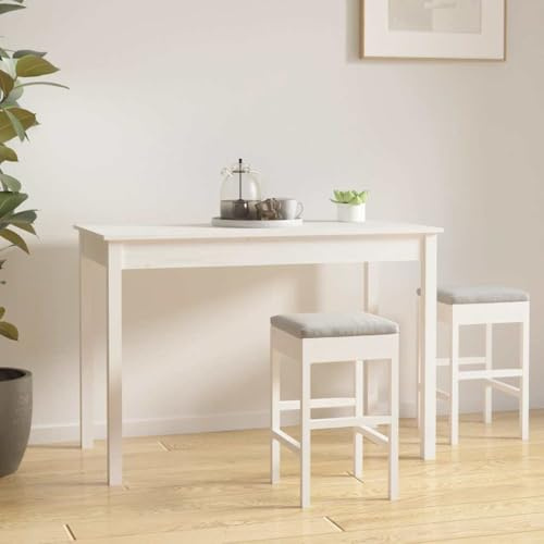 sephironlbb Esstisch Weiß 110x55x75 cm aus massivem Kiefernholz, robuster Holztisch für Küche und Esszimmer, vielseitig einsetzbar als Theken- und Restauranttisch