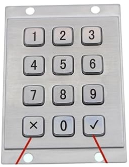 Mini tastierino numerico industriale in acciaio inossidabile a 12 tasti 3x4 for armadietti for pacchi intelligenti da esterno(USB,Cross and Tick)