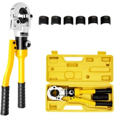 awolsrgiop Alicates de Prensa Hidráulica 8T, Crimpadora Hidráulica Multicapa con TH16-20-25-32 mm, Mordazas de Presión 360° para Tubos de Aluminio y Plástico, PEX y PB, Incluye Caja de Herramientas