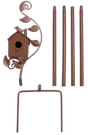 Kukyller Bird Houses Stake for Outside, Metal Watering Can Birdhouse Garden Stake Wild Bird Feeder Pole for Outdoor Patio Backyard Garden 19.5cm