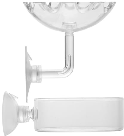 HONMEET Distributeur de Nourriture Crevette en Verre Ventouse, Gamelle pour Aquarium Facile à Nettoyer et Résistante, Lot de 2 Coupelles pour Nourrir Crevettes