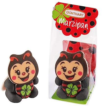 Günthart 24 Stück Marzipan Glückskäfer im Cellophan Beutel, mit je 30 g, einzeln verpackt mit Inhaltsangaben, 1er Pack 24 Stück