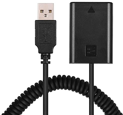 Andoer 5 V USB NP-FW50 Dummy-Akku Adapter mit flexiblem Federkabel Kompatibel mit Sony A7 A7II A7R A7S A7RII A7SII A6000 A5000 A3000 NEX5 NEX3 ILDC-Kamera