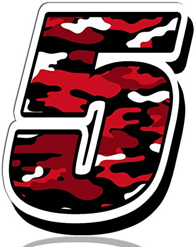 Biomar Labs® 1 x Vinyl Decal Sticker Red Military Camouflage Auto Moto Motocross Motosport Start Racing Number 5 Rally Race Car Bike Motorcycle Tuning N 225