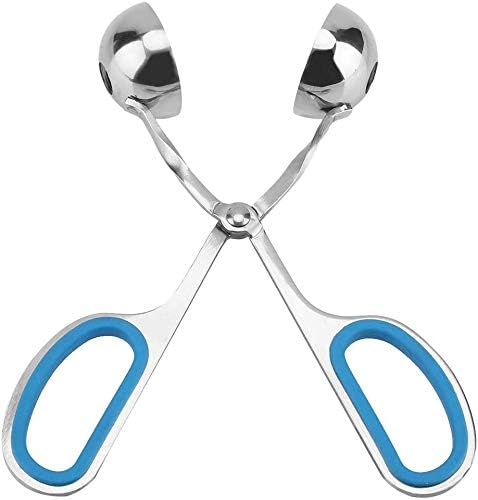 HERCHR Non-Stick Meat Ballers Tongs, Stainless Steel Meatball Maker Meatballs Scoop Ice Tongs Cookie Dough Scoop for Cake Pop Ice Cream Dough Scoop(Blue)