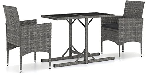 vidaXL Gartenmöbel Set 3-TLG. Sitzgruppe Gartengarnitur Balkonmöbel Balkonset Gartenset Sitzgarnitur Tisch Stühle Gartenstuhl Gartentisch Grau