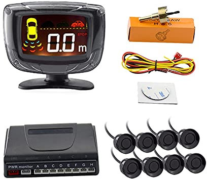Parkplatz Sensor 4/8 Radar Detektor Reverse Backup Heckmonitorsystem LED Anzeige Parkhilfe Radar Empfänger (Color : Blanco, Size : 4 Sensors)