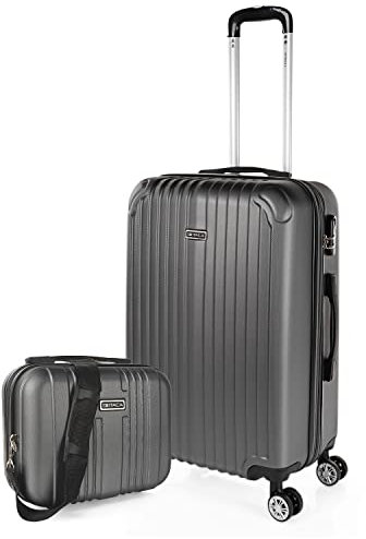 ITACA - Maleta Mediana con 4 Ruedas Giratorias para Viajes Largos Tipo Trolley Ideal como Maletas de Viaje Grandes 23 Kilos y Maleta Viaje Mediana Resistentes, Antracita