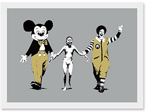 Artery8 Banksy Napalm Graffiti Street Mickey Ronald Vietnam Mural Cant Beat Feeling Artwork Framed Wall Art Print A4