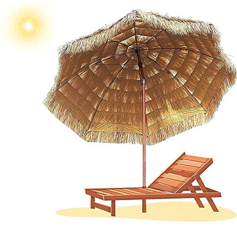 XPGEREP Sombrilla Hawaiana para Exteriores, Sombrilla Plegable para Jardín, Parasole, Sombrilla de Playa para Terraza, Acampada, Playa/Diameter 2.4m / Height 2.1m
