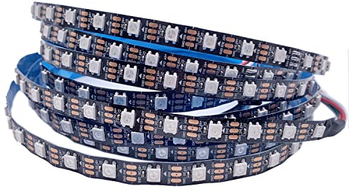 WS2812B 5M 60 LEDs/Pixels/m Individuell adressierbar 300LEDs RGB Schwarz PCB Streifen mit 5050 SMD LEDs NichtWasserdicht IP30