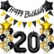 Schwarz/Gold luftballons 20.geburtstag deko für jungen mädchen,geburtstagsdeko 20 jahre junge mann,folienballon 20 jahre geburtstag dekoration happy birthday banner für 20 geburtstag junge deko(20)