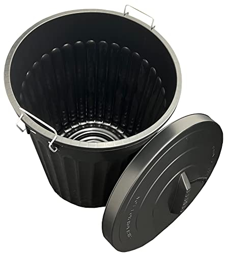 STORM TRADING GROUP 100L Black Rubbish Refuse Dustbin With Strong Metal Clip Lid for Home Garden Waste Animal Feed Storage Bin (1)
