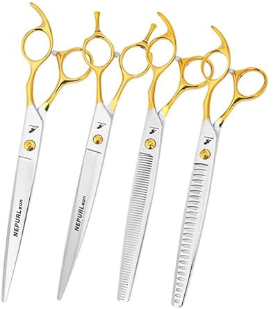 Professionelle 20,3 cm High-End-Fellschere für Hunde, Tierhaar-Effilierschere (Set)