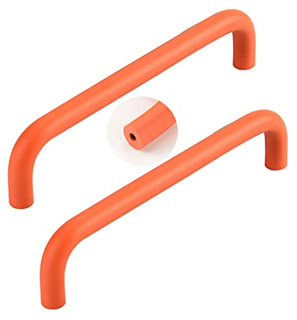 2 Stück Buntes Kinderzimmer Möbelgriffe Schrankgriffe Aluminiumlegierung Türdrücker Möbelknöpfe Türklinken Zieht Profilgriff für Kleiderschrank Schubladen (Hole distance 128mm,Orange)