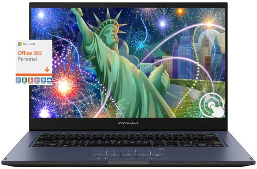 ASUS VivoBook sottile e leggero 2023, laptop 2 in 1 con 14 touchscreen HD, 4 GB di RAM, SSD da 256 GB, processore Intel Celeron, NumberPad, Type-C, HDMI, Microsoft 365 Personal 1 anno incluso, Windows