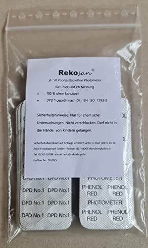 100 Rekosan Photometer Testtabletten für Chlor und PH Wert 2 x 50 Stück