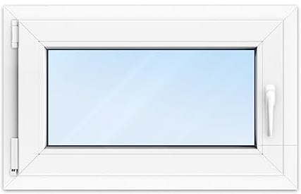 FENSTERVERSAND - Kellerfenster 80x50 Kunststofffenster Weiß - 2-fach Verglasung mit Klarglas - Dreh- & Kippfenster, Fenster 80x50 cm - DIN links - BxH: 800x500 mm, 70 mm Profil