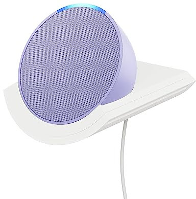 Amazon Echo Pop, Lavendel + „Made for Amazon“: Regal-Wandhalterung, Gletscherweiß