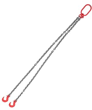 Lfhelper Kettengehänge Anschlagkette 2m 2 Strang Krangehänge Ø8mm Krankette Kettenschlinge Motorhebekette G80 Mn-Stahl Motor Kettenzug 3T 6614LBS hebeschlinge Hohe Festigkeit Krangehänge mit Haken